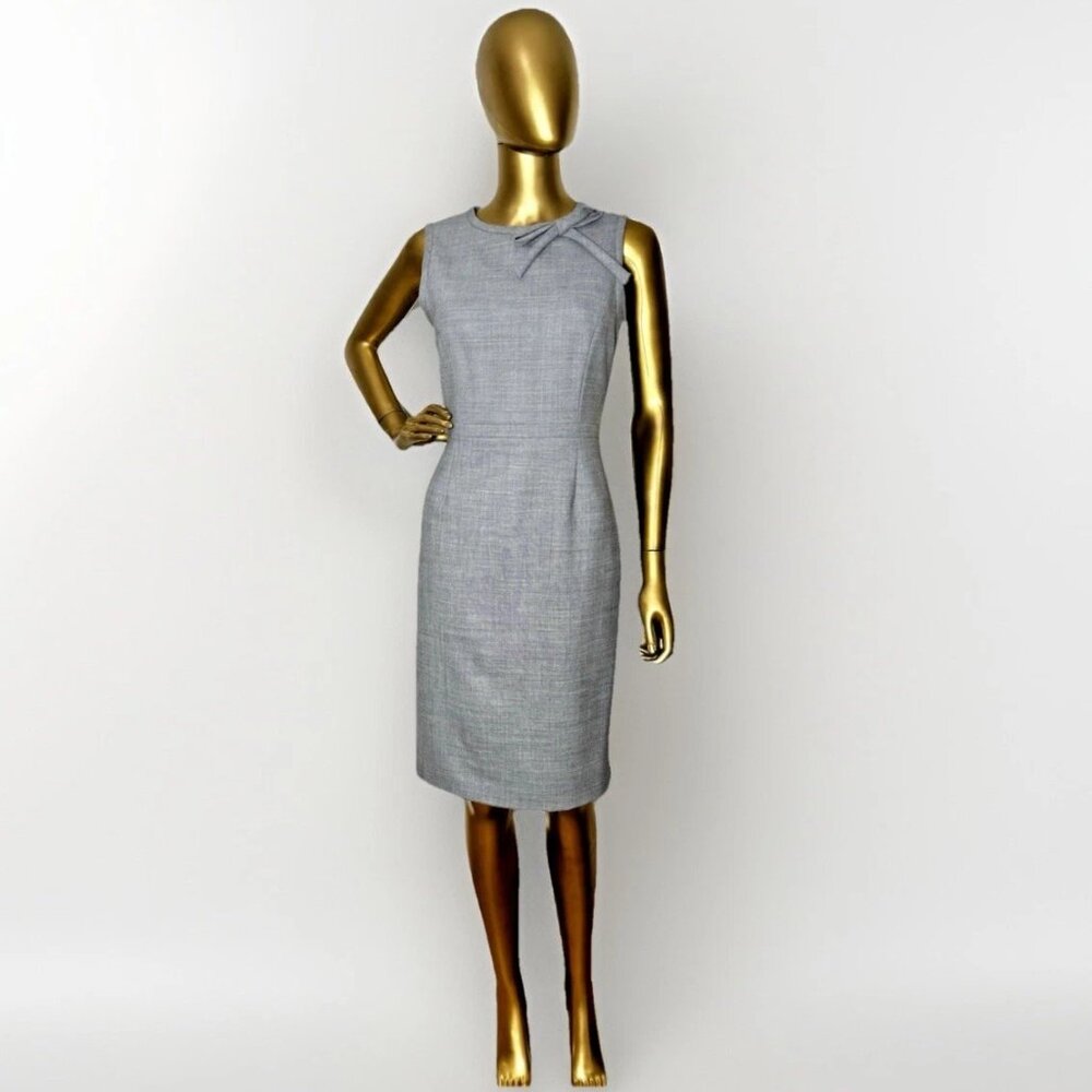 Brook Brothers Red Fleece Sheath Sleeveless Gray Dress Wool Blend Career ~Size 6